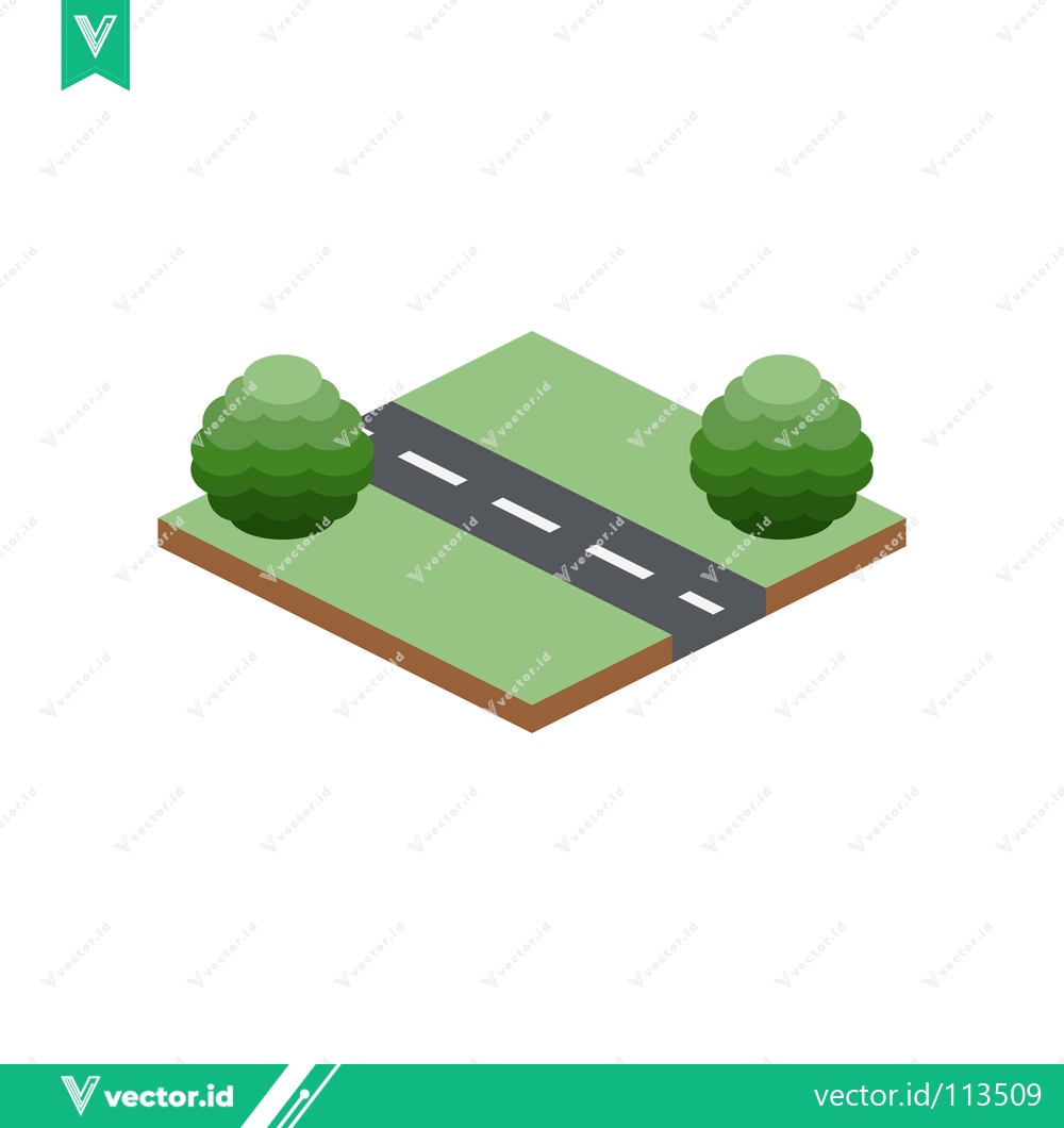 Premium Vector dari Isometric Road with Trees and Green Landscape