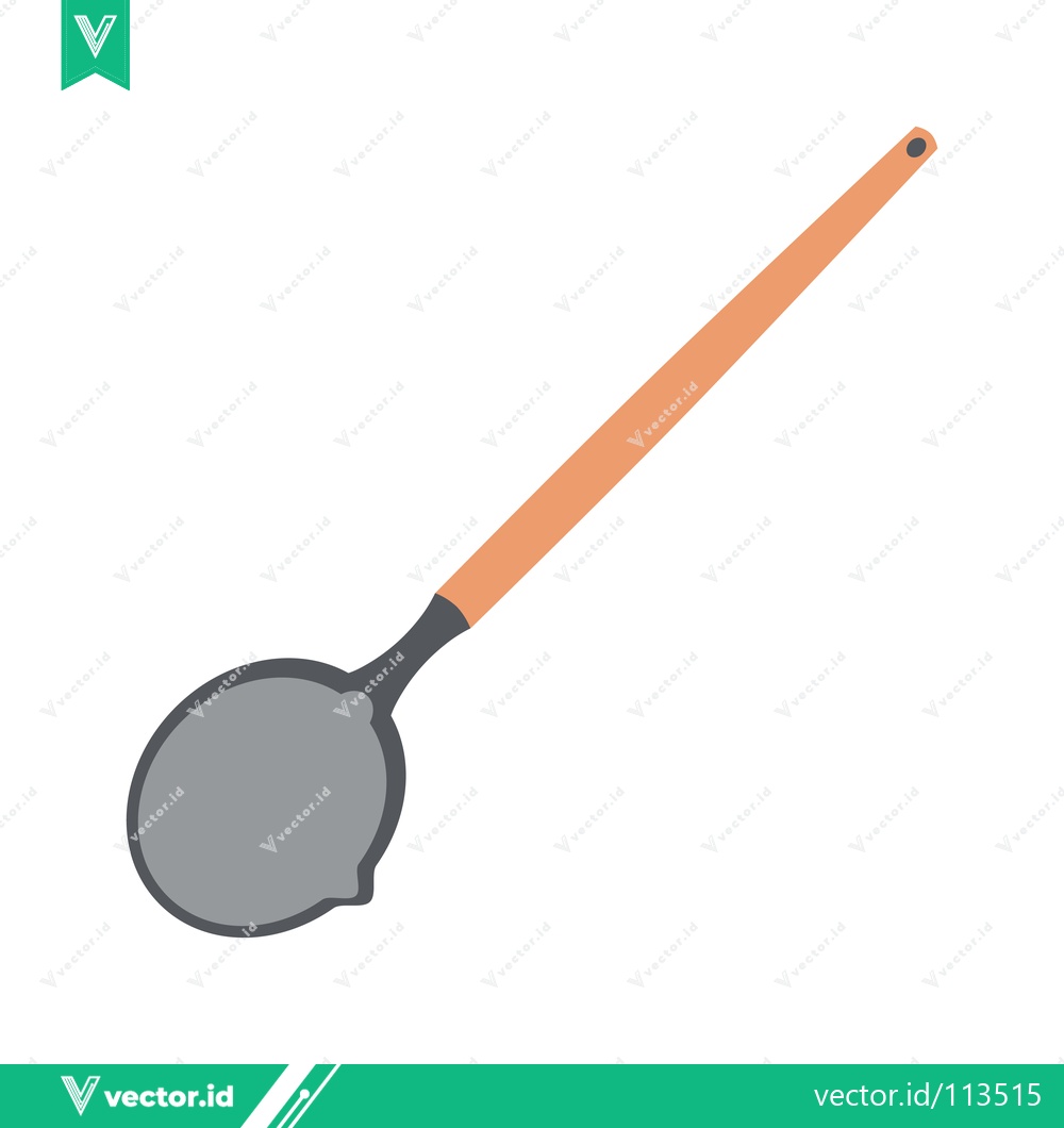 Premium Vector dari Illustration of a Simple Metal Skimmer with Wooden Handle