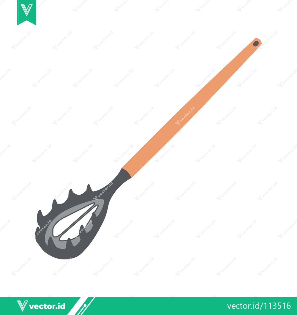Premium Vector of A simple illustration of a pasta server with a wooden handle