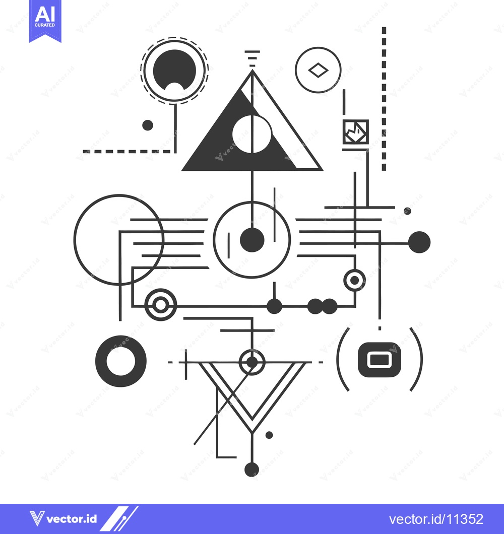 Premium Vector dari Abstract Geometric Design with Circles, Lines, and a Triangle