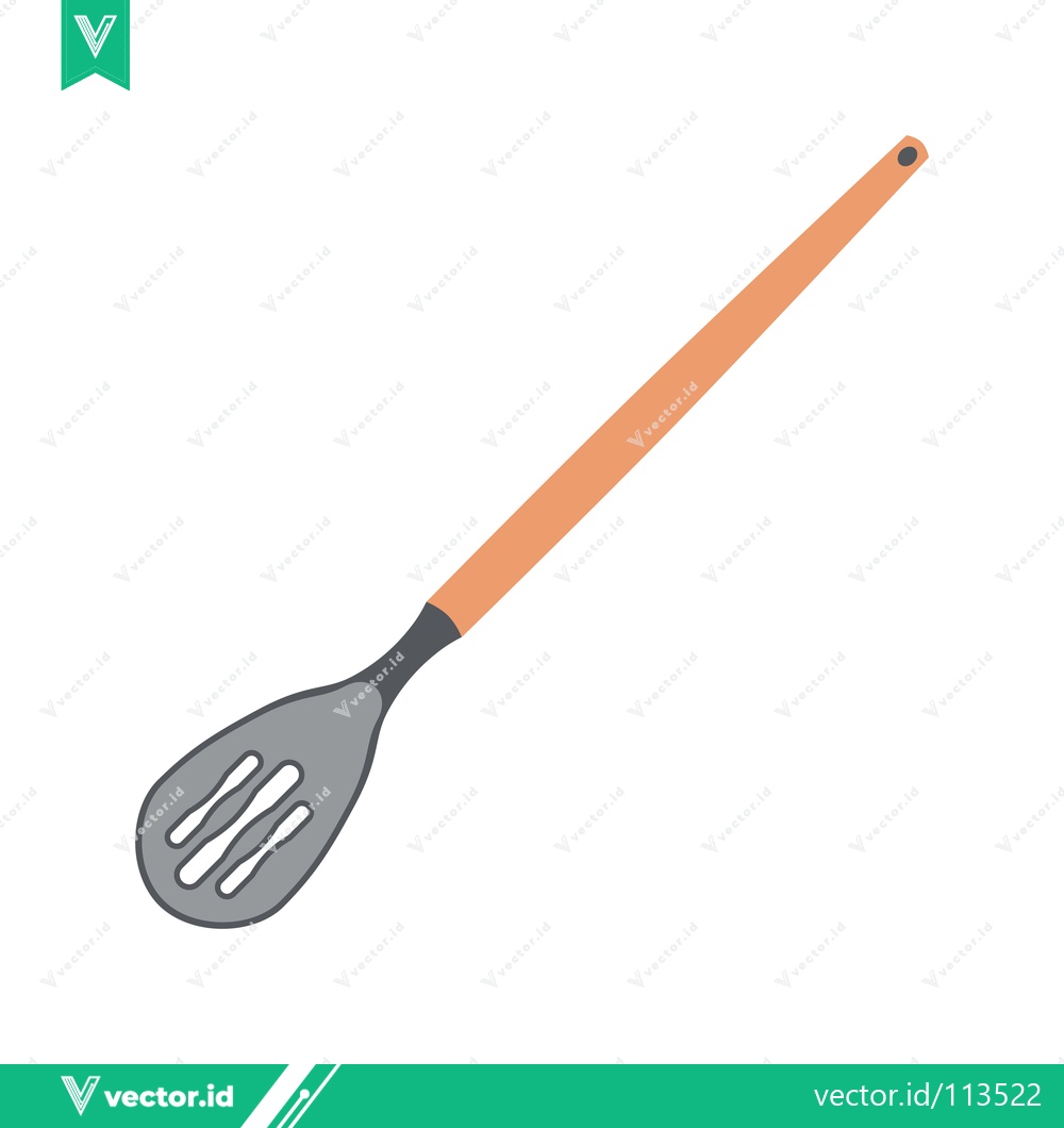 Premium Vector dari Slotted Wooden Spoon Kitchen Utensil Illustration
