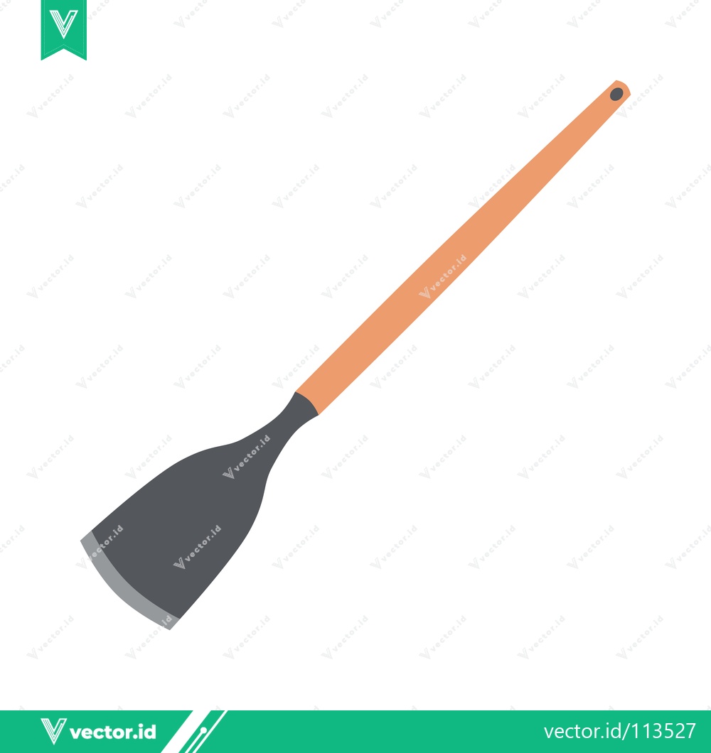 Premium Vector dari Flat Spatula with Wooden Handle Kitchen Utensil