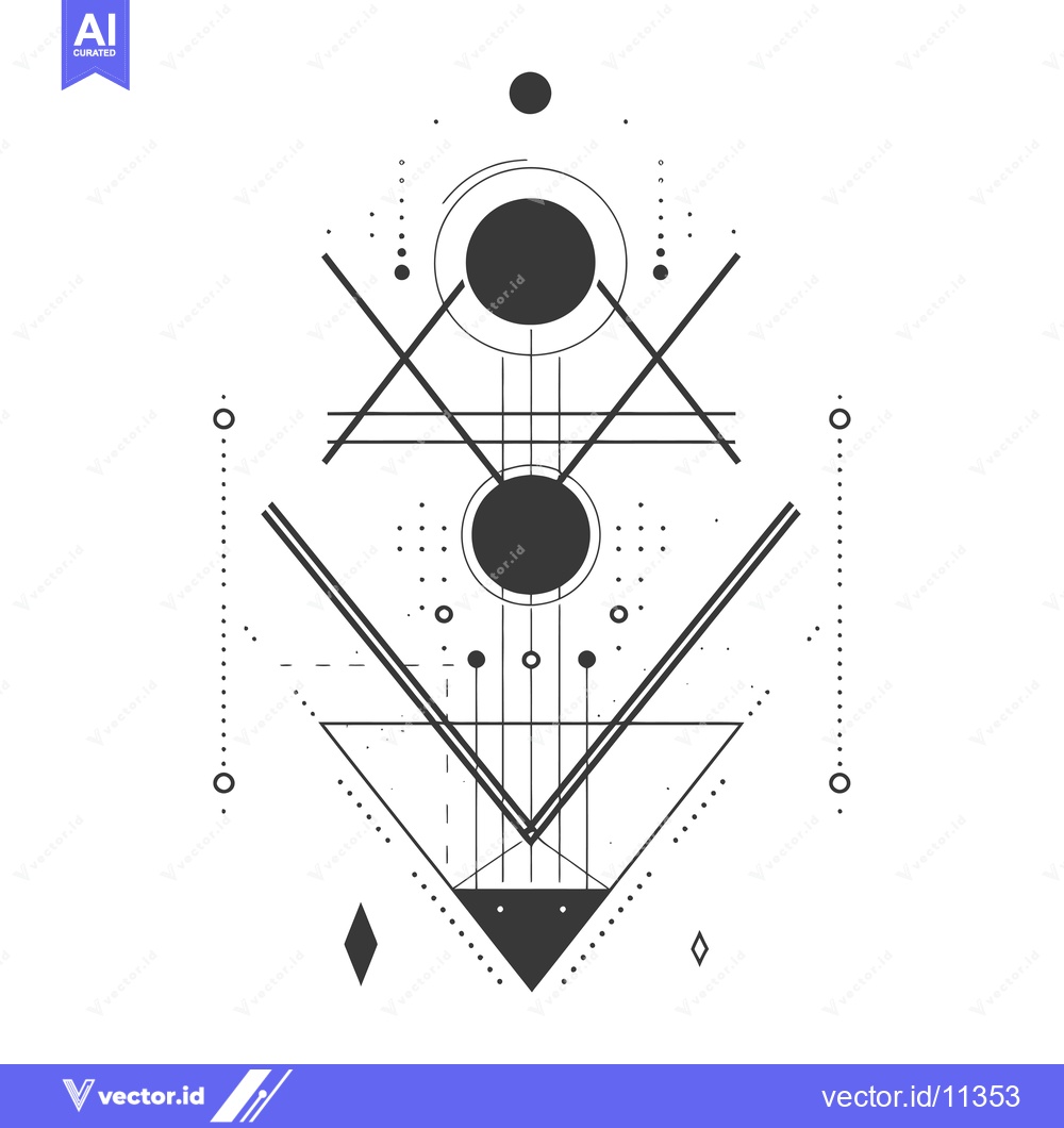 Premium Vector dari Abstract Geometric Design with Circles, Lines, and a Triangle