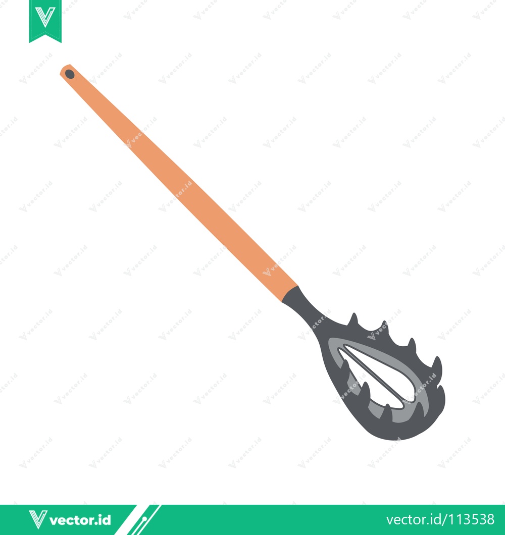 Premium Vector of A Spaghetti Server with a Wooden Handle
