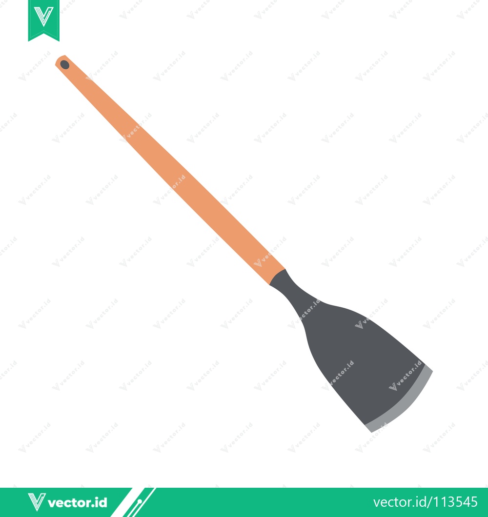 Premium Vector dari A flat-headed garden hoe with a long wooden handle