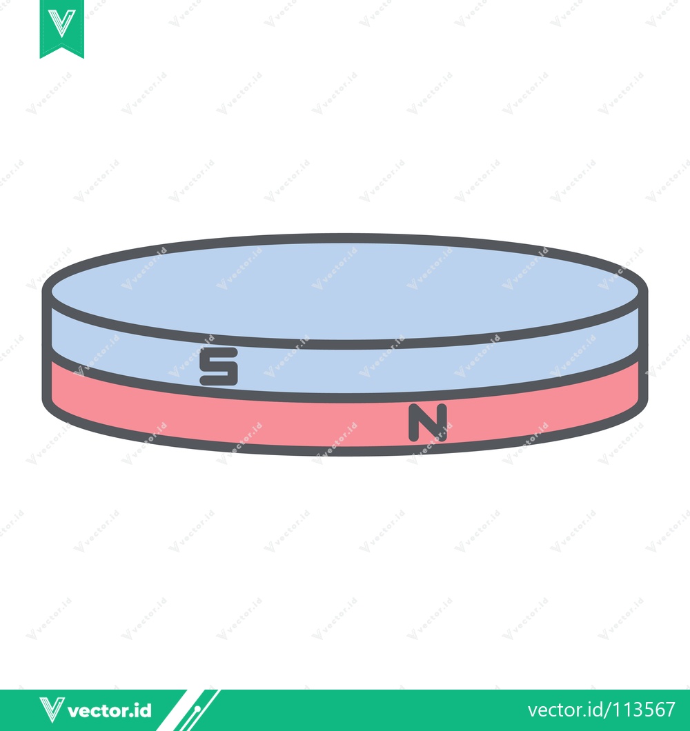 Premium Vector dari Round Disc Magnet with North and South Poles Clearly Marked
