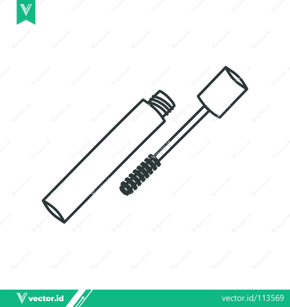 Premium Vector dari Minimalist Line Art Illustration of Mascara Tube and Wand
