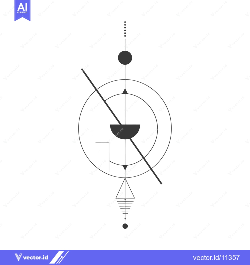 Premium Vector of Abstract Geometric Design with Circles, Lines, and Dots