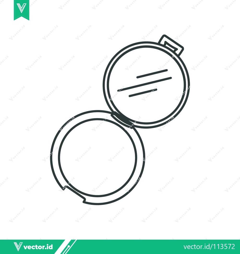 Premium Vector dari Minimalist Line Art Illustration of an Open Compact Mirror