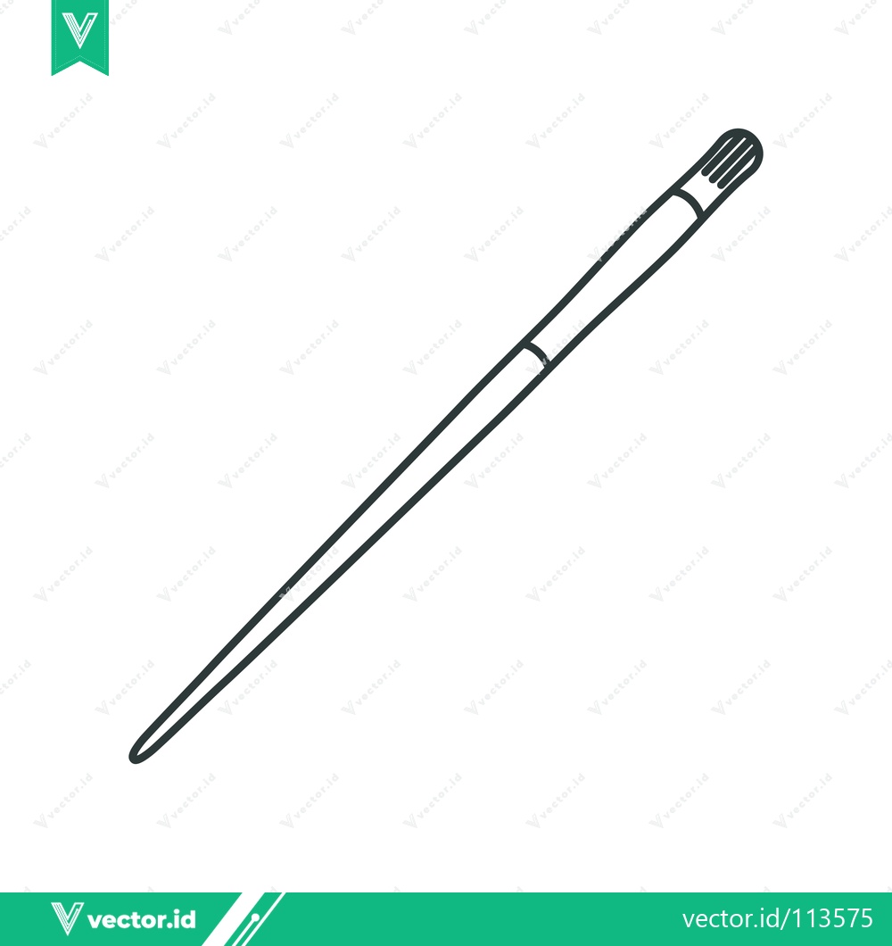 Premium Vector of Simple Line Art Drawing of a Makeup Brush