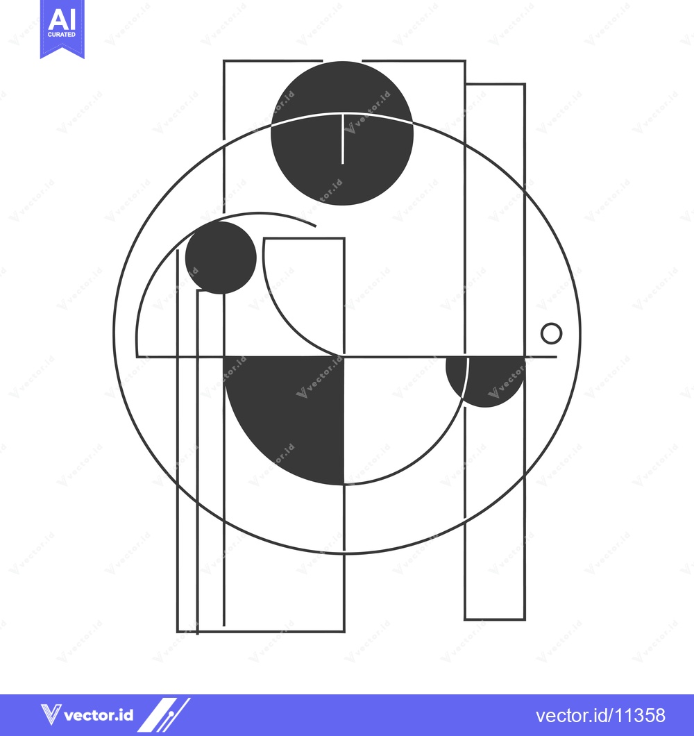 Premium Vector of Abstract Geometric Design with Circles, Lines, and Semi-Circles