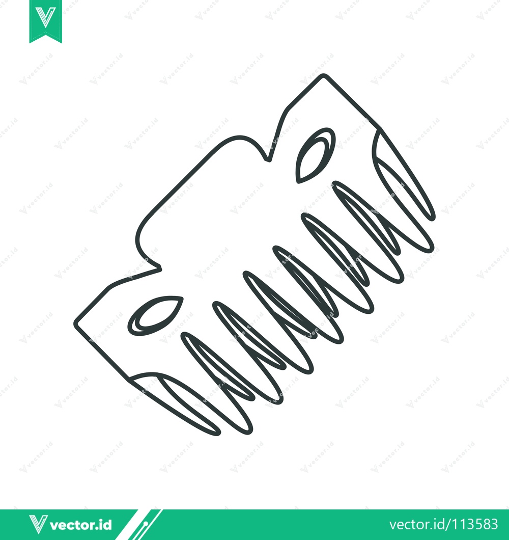 Premium Vector dari Stylized Line Art of a Vintage Comb