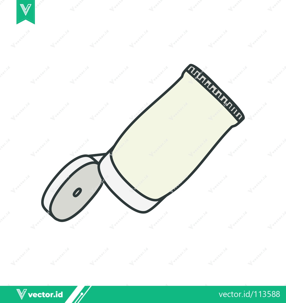 Premium Vector dari Hand-drawn illustration of a light-colored squeeze tube with an open cap