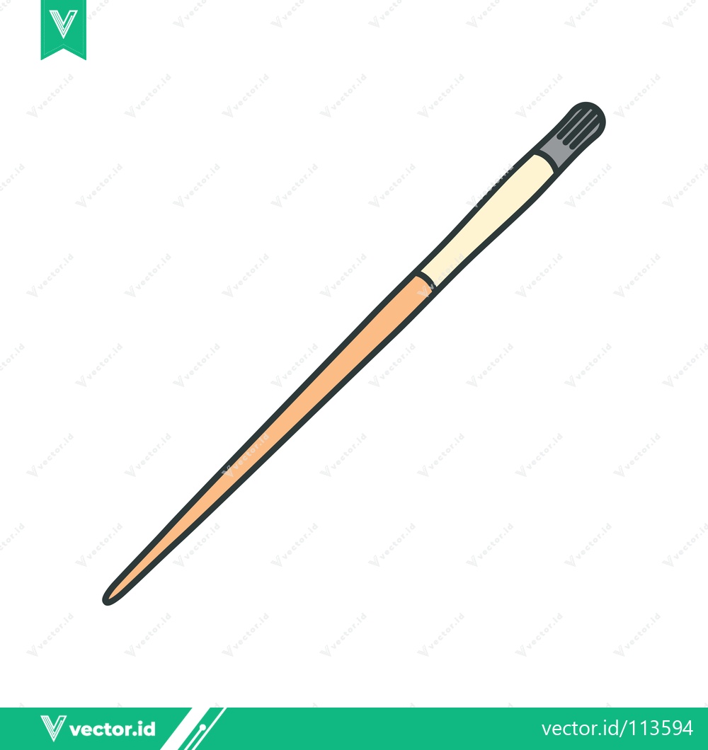 Premium Vector dari A simple illustration of a paintbrush with a wooden handle and black bristles