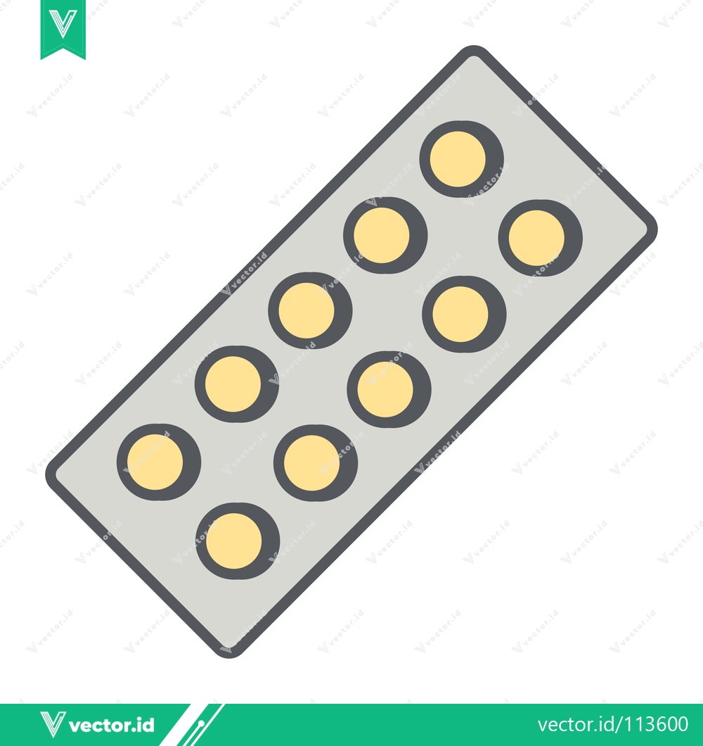Premium Vector dari A Blister Pack of Yellow Pills or Capsules