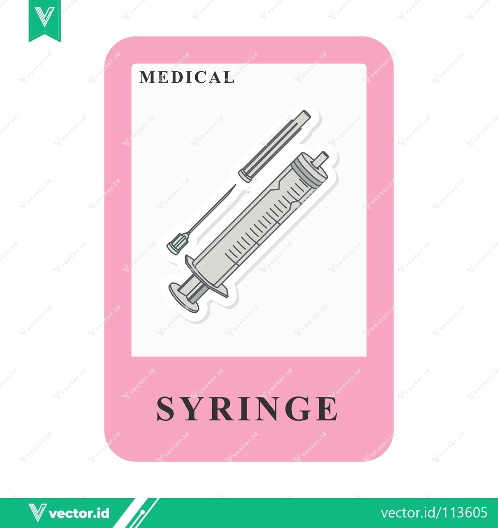 Premium Vector dari Medical Syringe Illustration with Needle and Cap