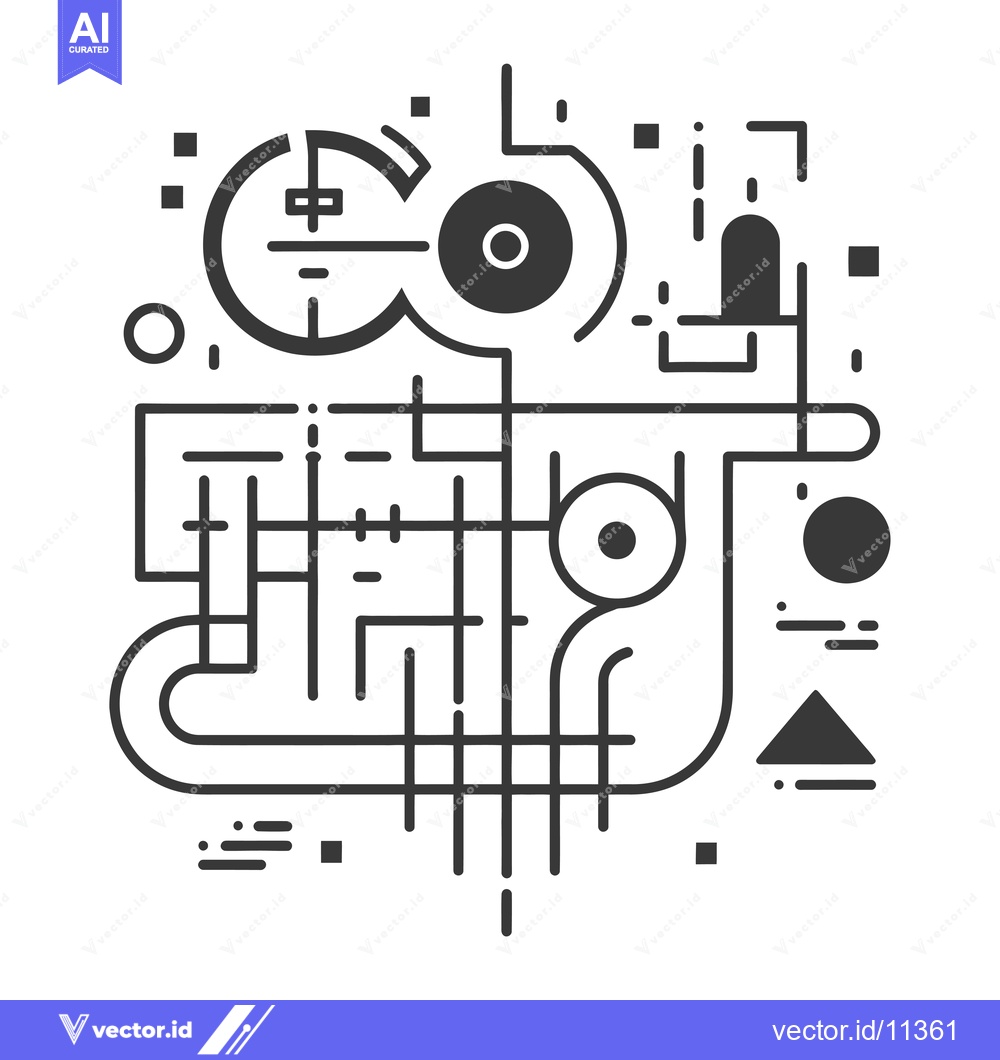 Premium Vector of Abstract Geometric Design with Circles, Lines, and Squares
