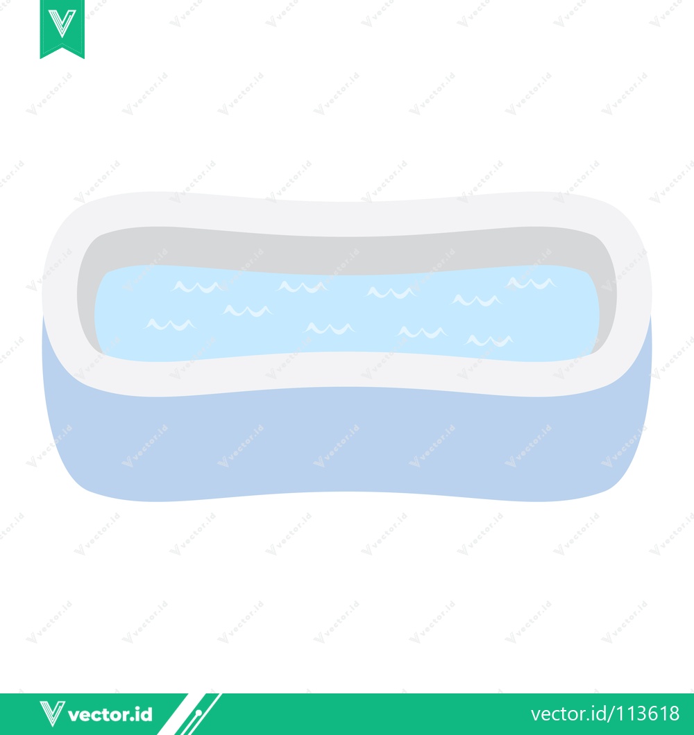 Premium Vector of Simple Illustration of a Blue Baby Bathtub Filled with Water