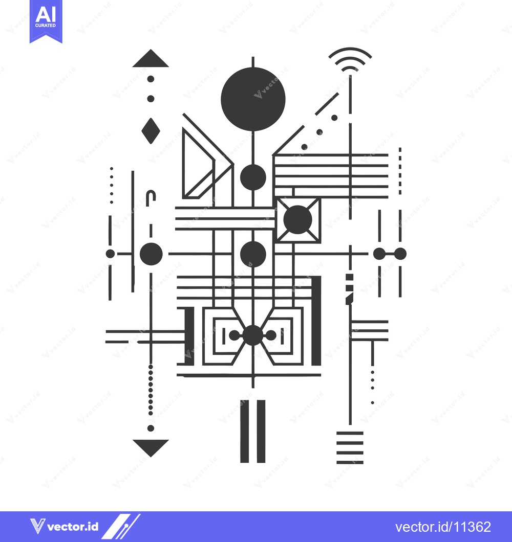 Premium Vector dari Abstract Geometric Design with Circles, Lines, and Triangles