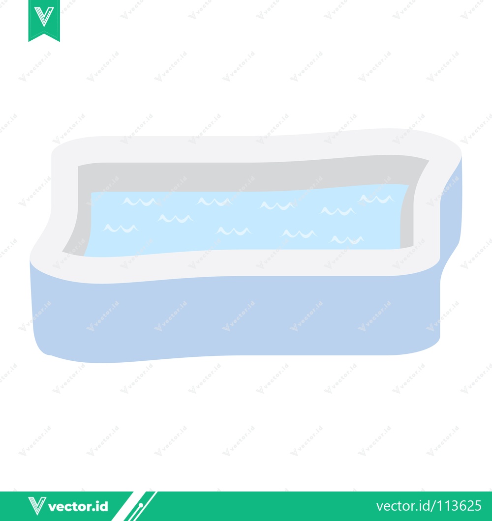 Premium Vector dari Simple Illustration of a Blue Inflatable Bathtub Filled with Water