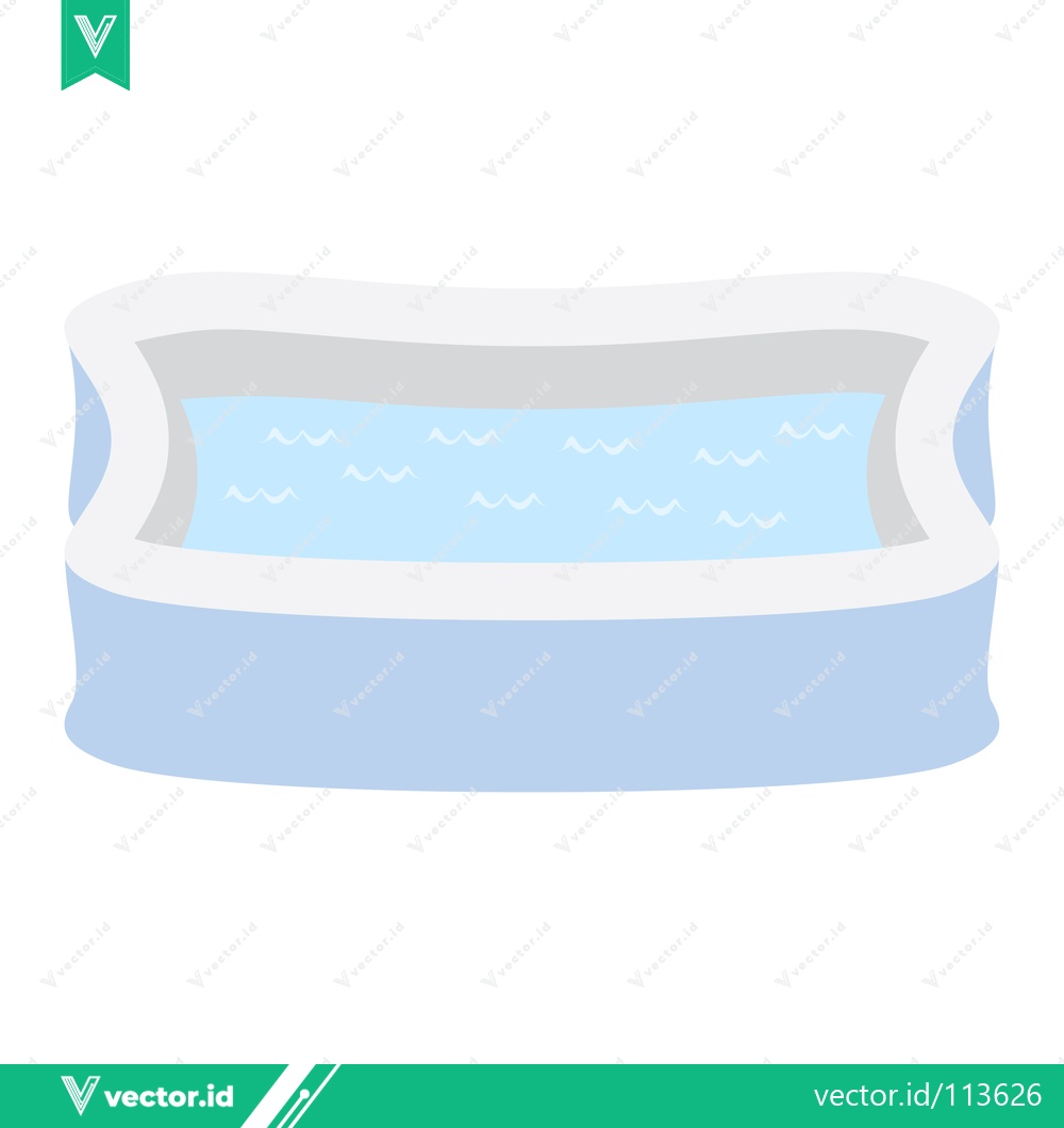 Premium Vector dari Simple Illustration of a Blue Inflatable Kiddie Pool Filled with Water