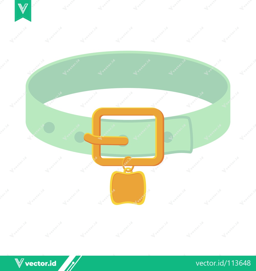 Premium Vector dari Simple Mint Green Pet Collar with Golden Buckle and Tag