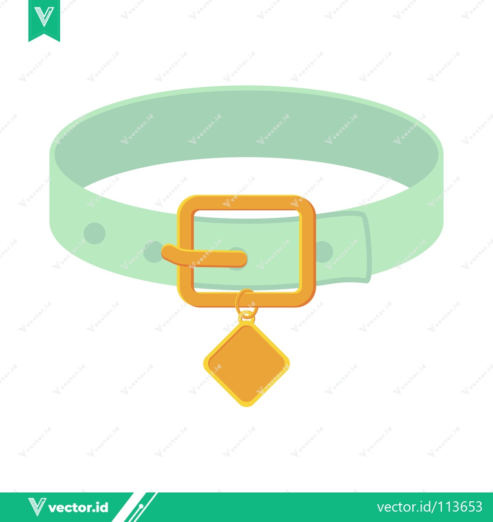 Premium Vector dari Simple Mint Green Dog Collar with Golden Buckle and Charm