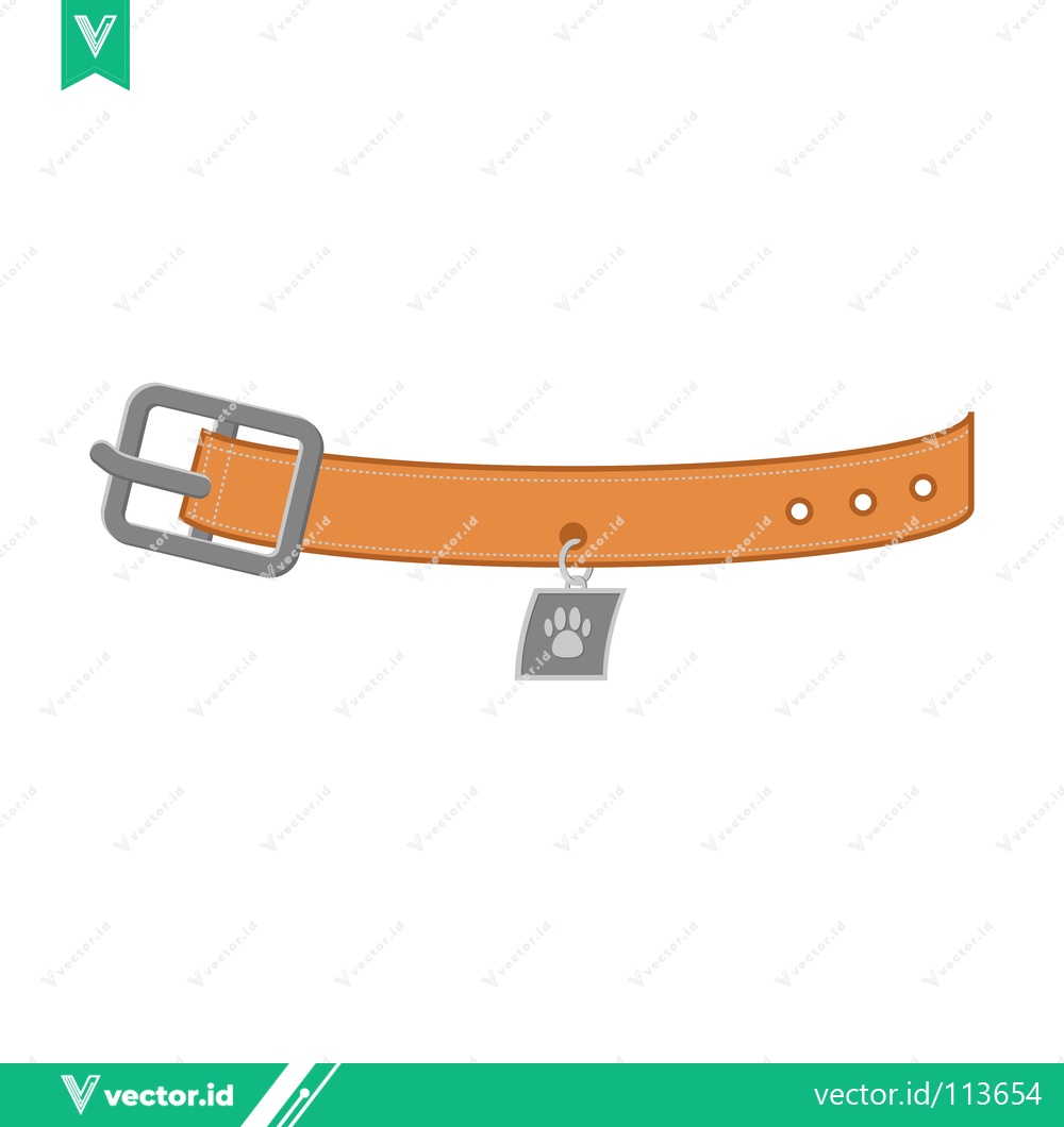 Premium Vector dari Orange Dog Collar with Paw Print Charm
