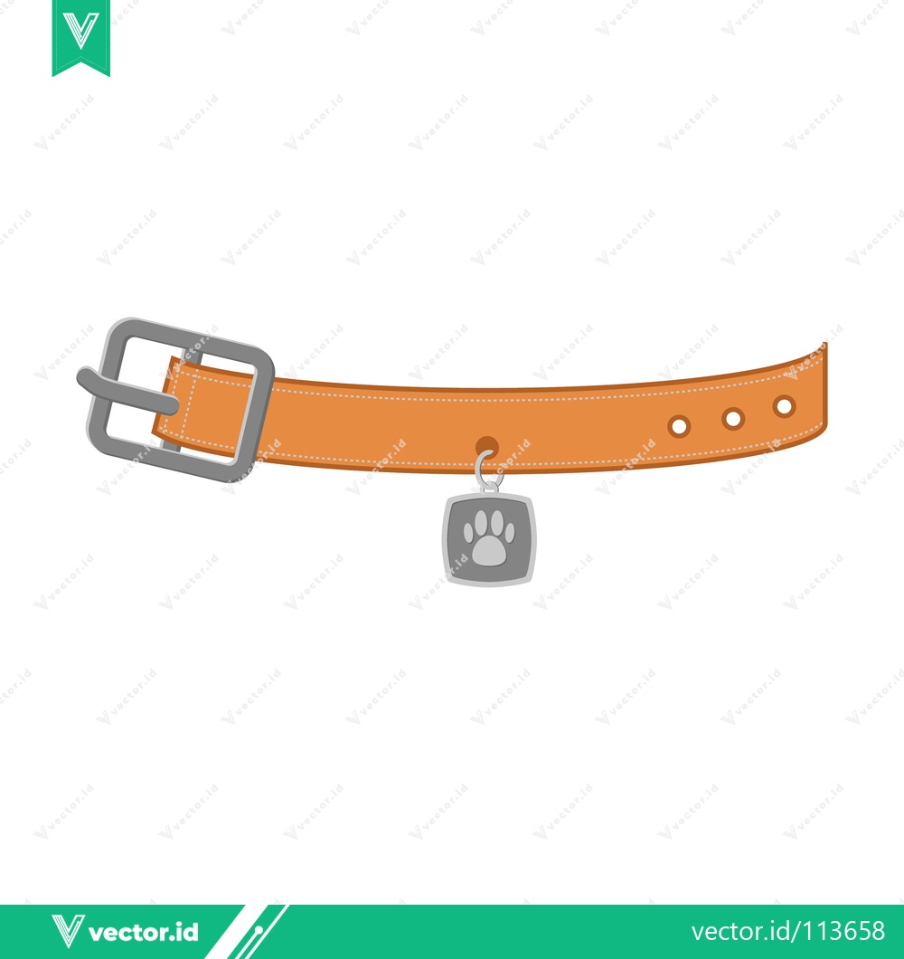 Premium Vector dari Orange Dog Collar with Paw Print Tag Illustration