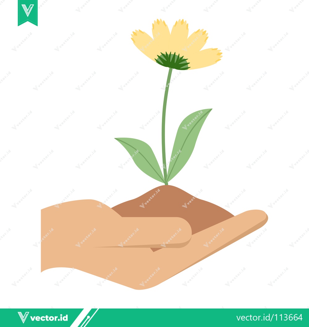 Premium Vector dari Hand Holding Soil with Young Plant Growing