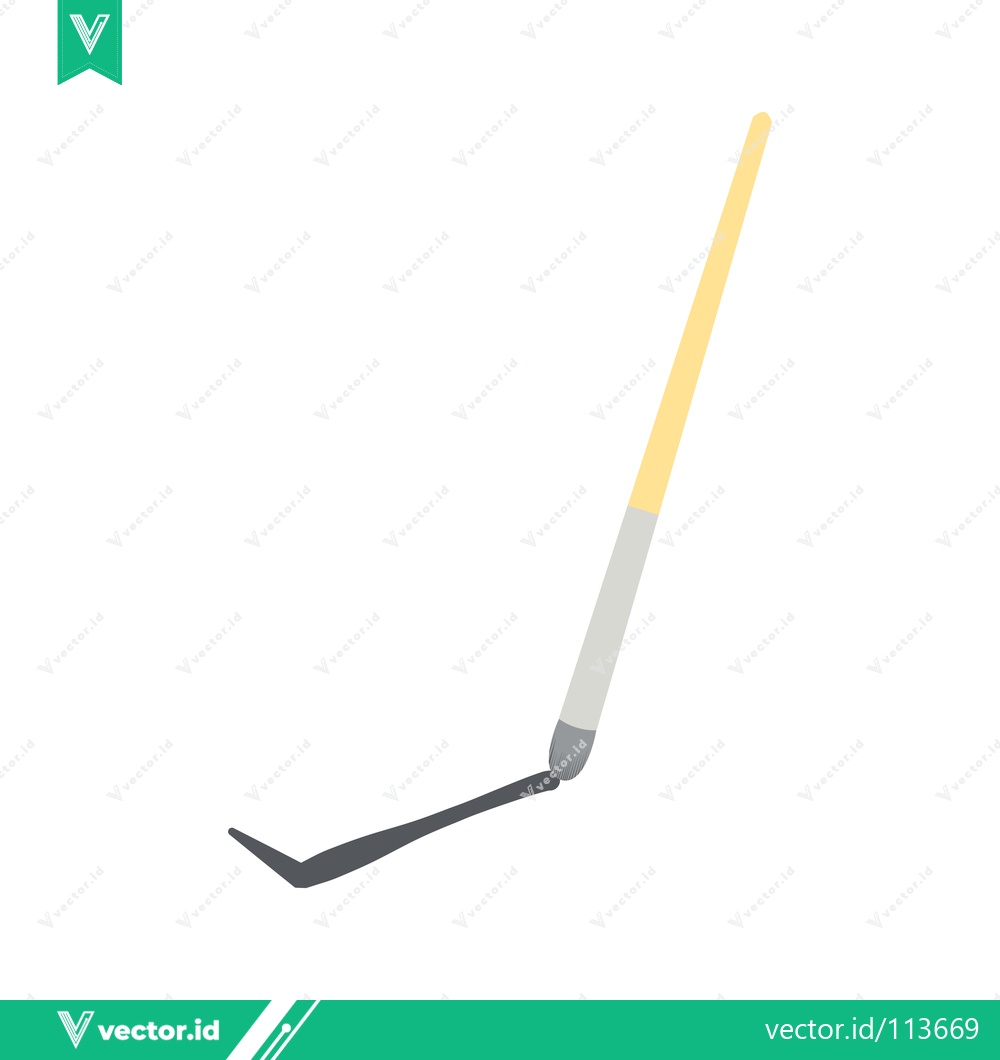 Premium Vector dari A single paintbrush with a yellow handle and black bristles isolated on a white background