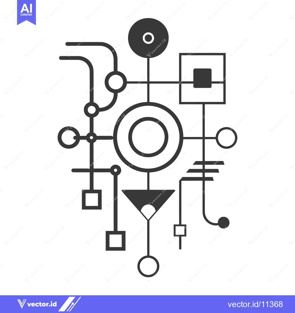 Premium Vector dari Abstract Geometric Design with Circles, Squares, and Lines