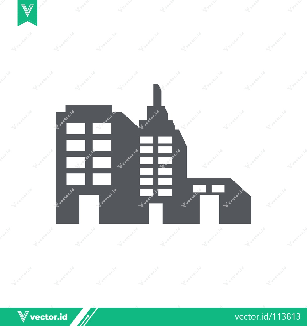 Premium Vector dari Modern Office Building Icon Silhouette