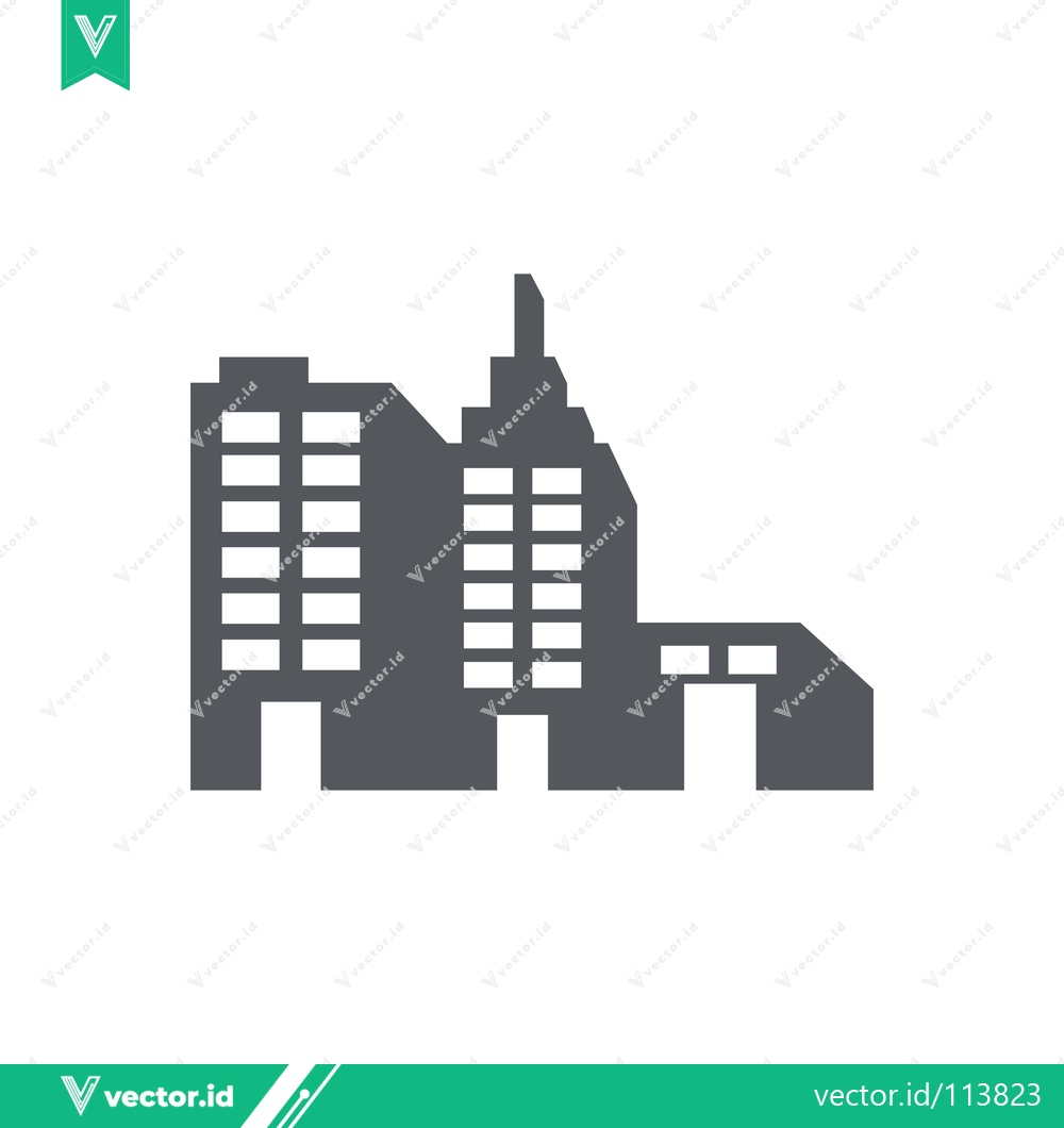 Premium Vector dari Modern Office Building Silhouette Icon