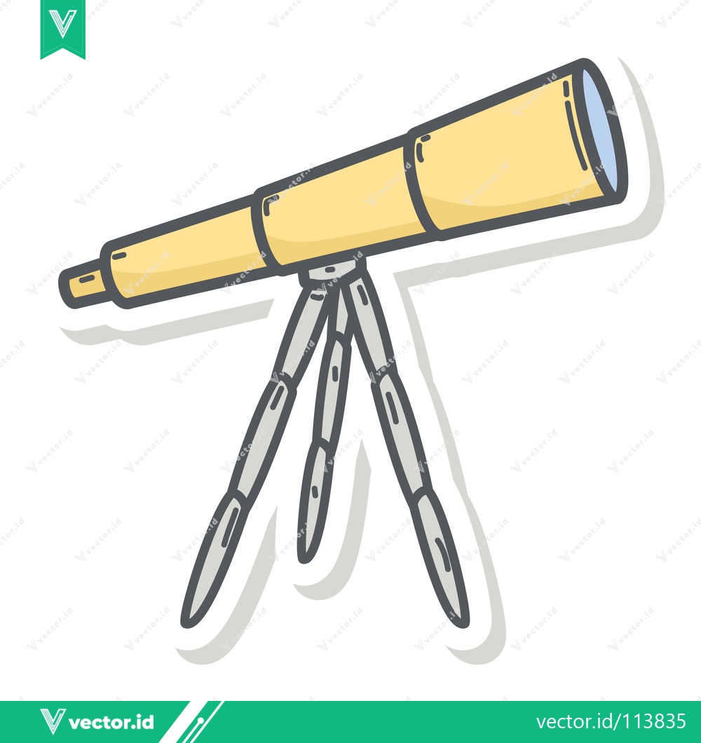Premium Vector dari A yellow telescope on a tripod a tool for observing distant objects in space
