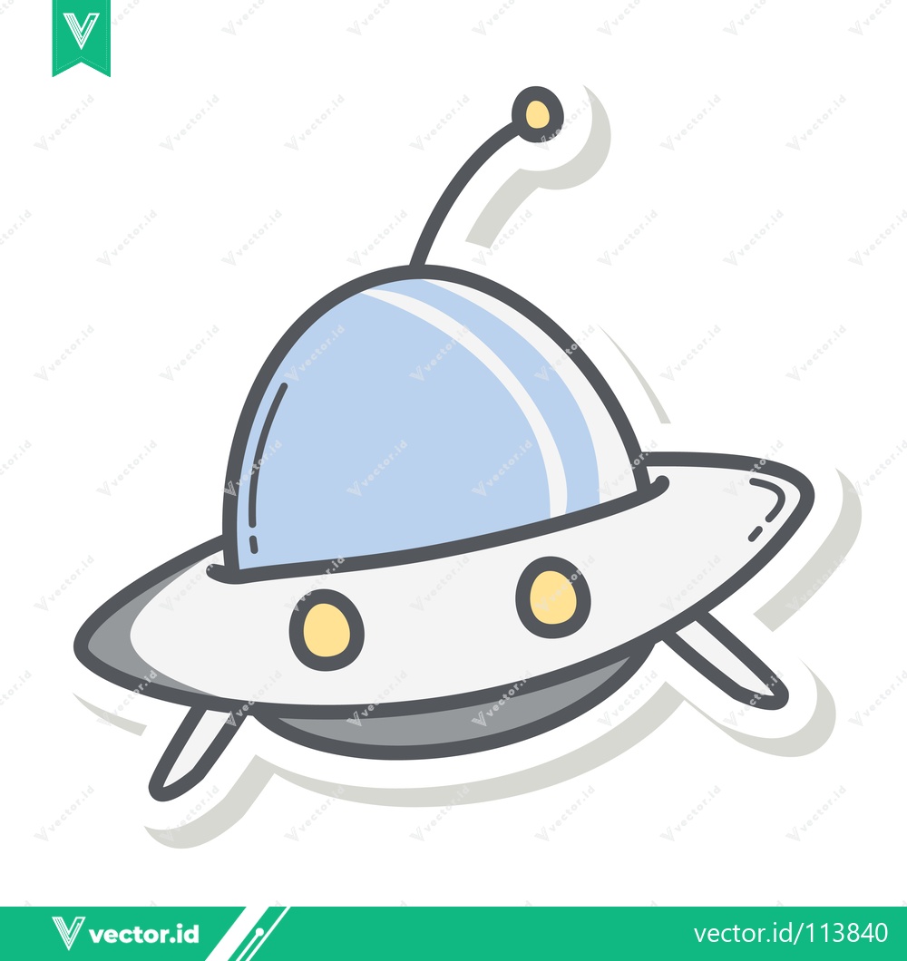Premium Vector dari Cute Cartoon UFO Spaceship Sticker Illustration