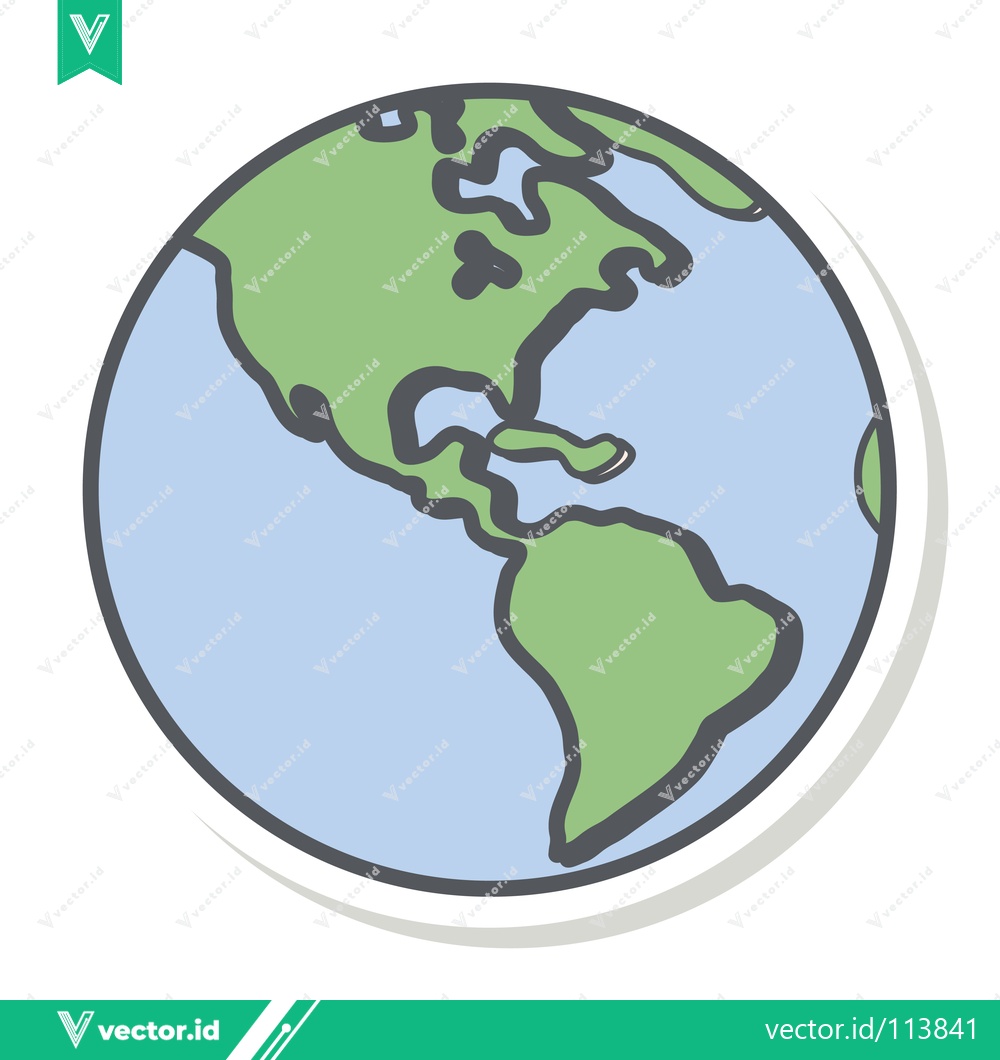 Premium Vector dari Stylized illustration of planet Earth showing North and South America