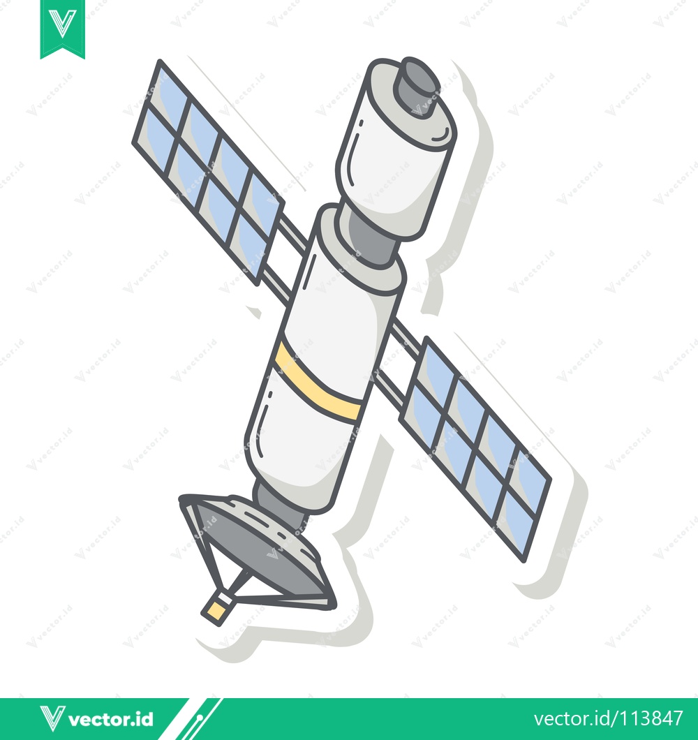 Premium Vector dari Illustration of a Satellite in Orbit with Solar Panels