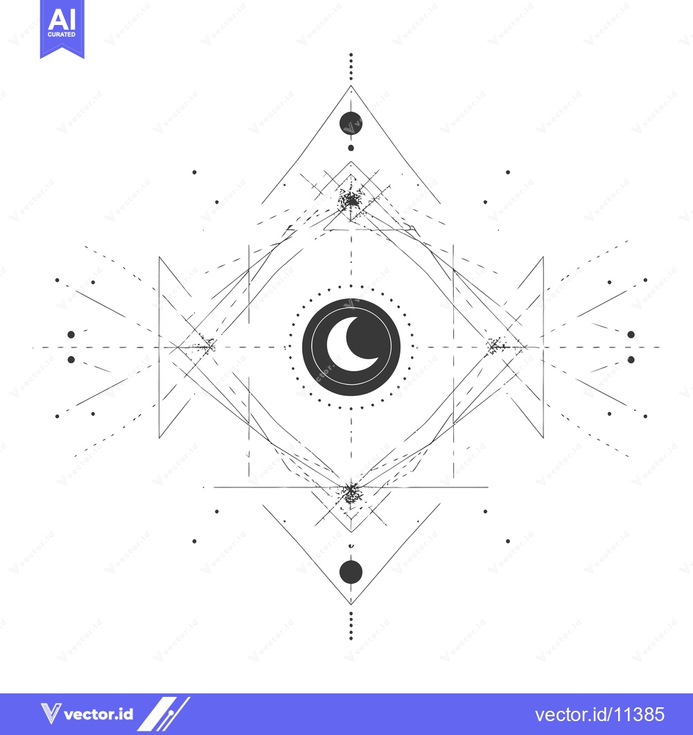 Premium Vector dari Abstract Geometric Design with Crescent Moon and Dots