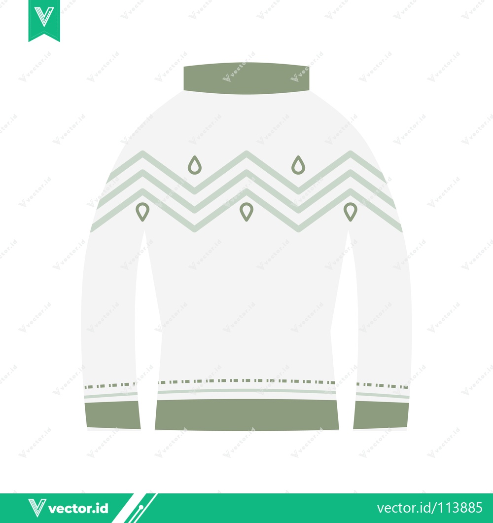 Premium Vector dari White Fair Isle Sweater with Green Accents