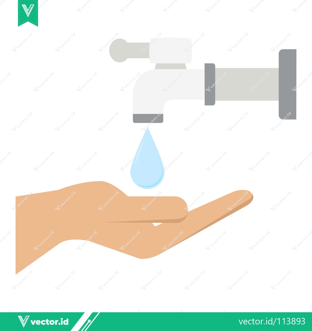 Premium Vector of Water conservation concept - a single drop of water falling into an open hand