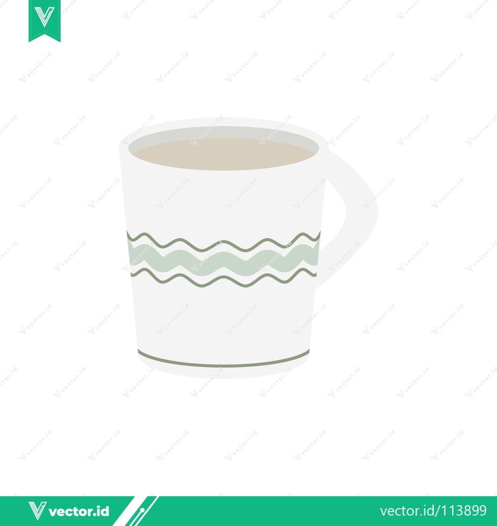 Premium Vector dari White Ceramic Mug with Green Wavy Pattern