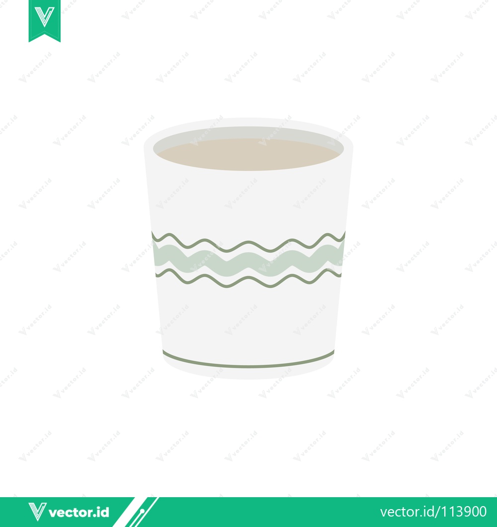 Premium Vector of Simple White Cup with Green Wavy Design