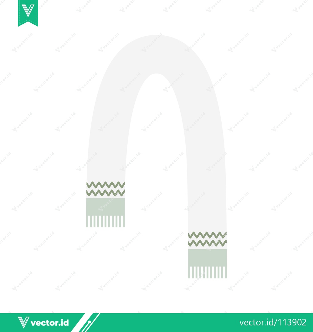 Premium Vector dari Minimalist White Scarf with Green Zigzag Pattern and Fringe