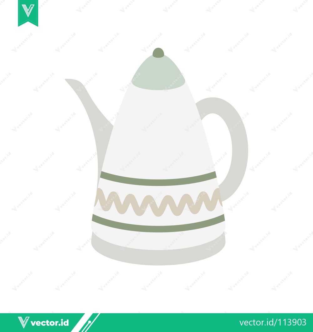 Premium Vector dari Decorative White Teapot with Geometric Pattern