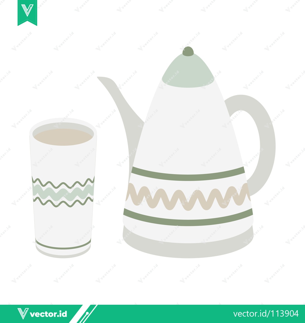 Premium Vector dari Minimalist Illustration of a Teapot and a Cup with Decorative Patterns