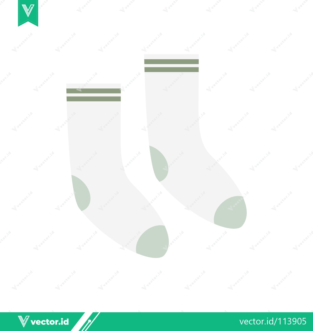 Premium Vector of Pair of White Socks with Grey Stripes