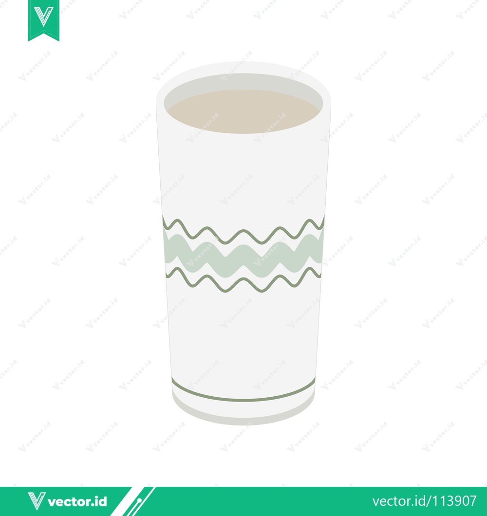 Premium Vector dari Simple White Ceramic Cup with Green Wave Pattern