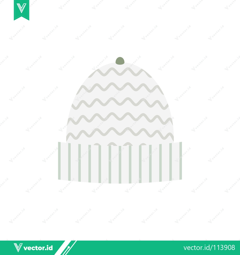 Premium Vector of White knitted winter hat with a pom-pom on top