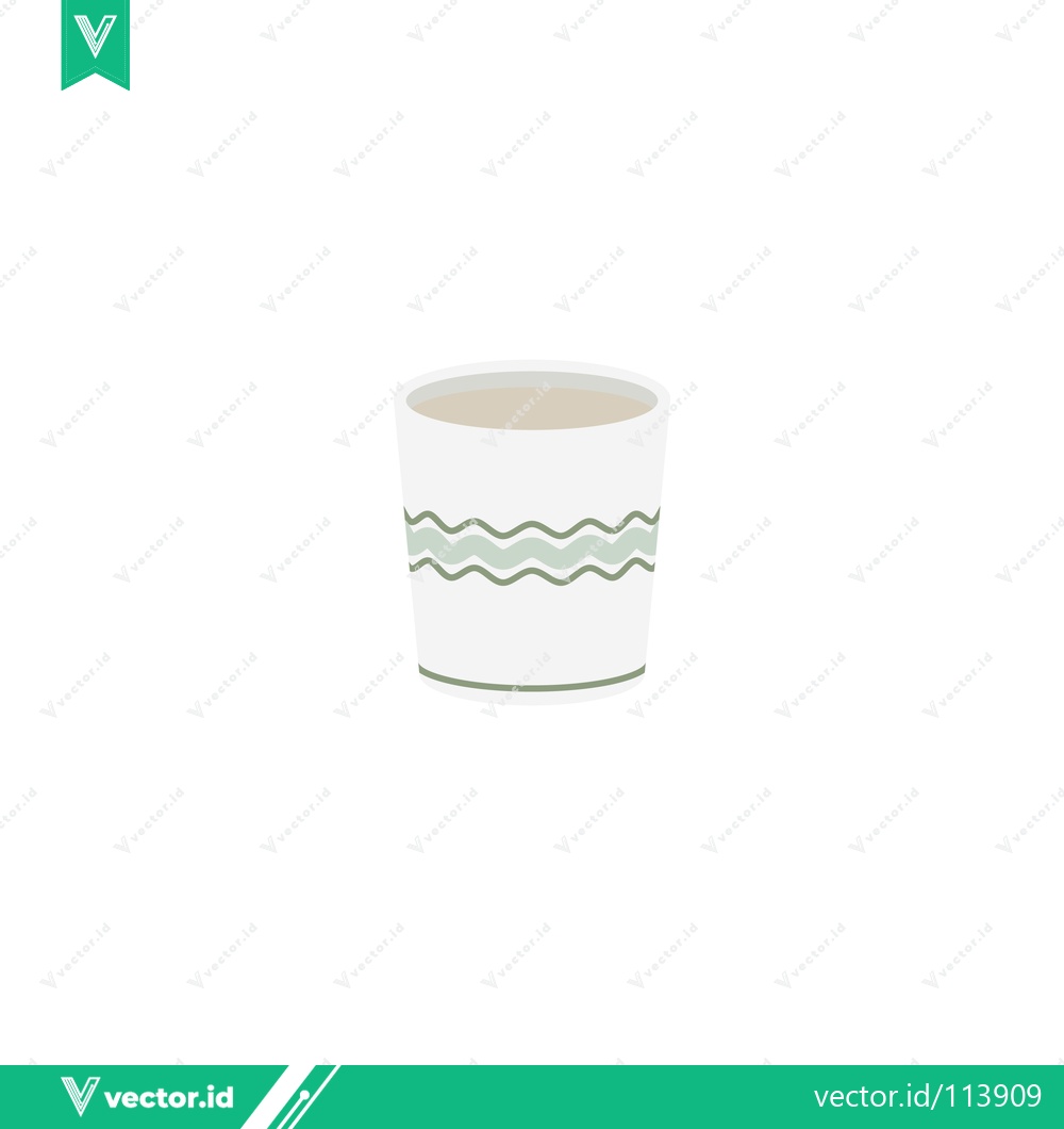 Premium Vector dari Simple illustration of a white paper cup with green wavy lines